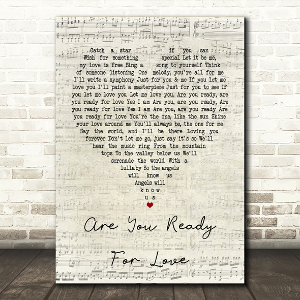 Elton John Are You Ready For Love Script Heart Song Lyric Print