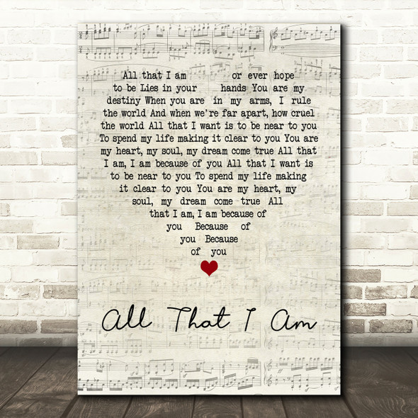 Elvis Presley All That I Am Script Heart Song Lyric Print