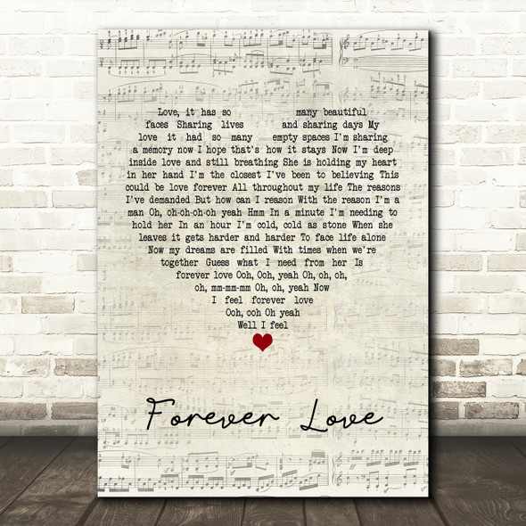 Gary Barlow Forever Love Script Heart Song Lyric Print