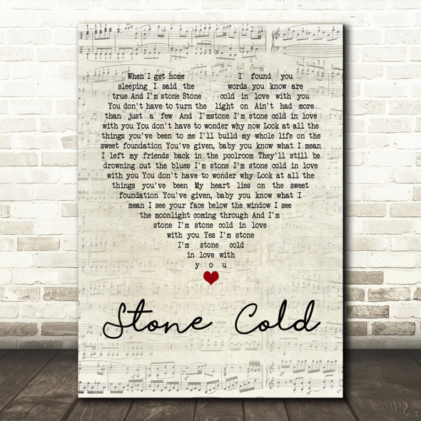 Jimmy Barnes Stone Cold Script Heart Song Lyric Print