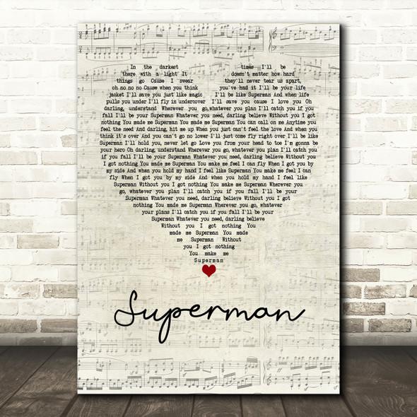 Scouting For Girls Superman Script Heart Song Lyric Print