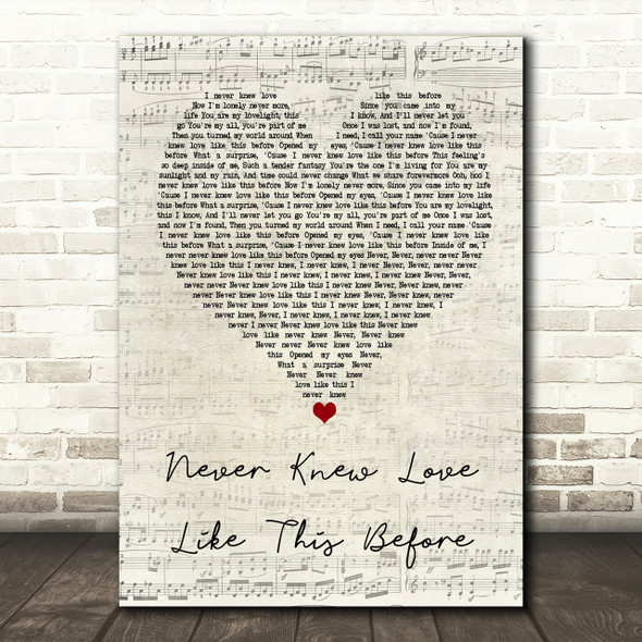 Stephanie Mills Never Knew Love Like This Before Script Heart Song Lyric Print