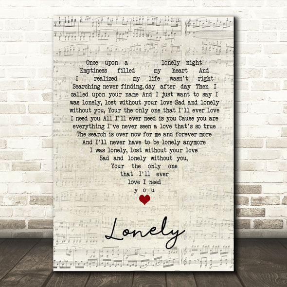 Stryper Lonely Script Heart Song Lyric Print