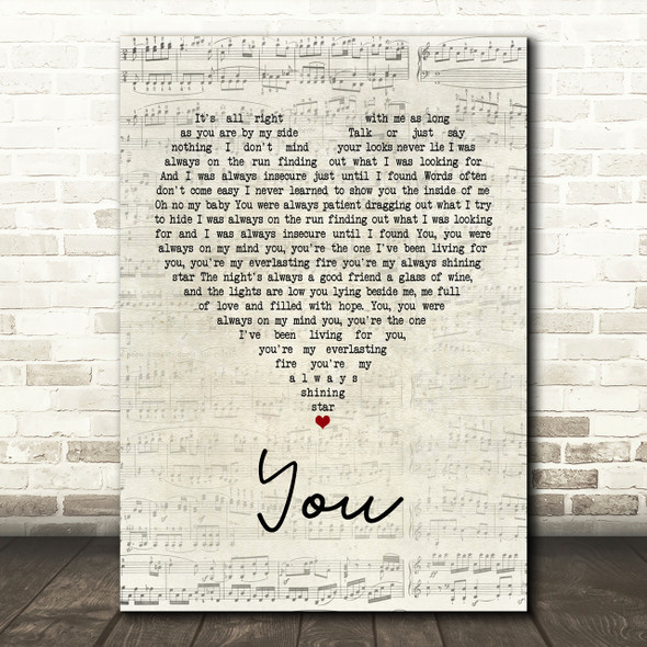 Ten Sharp You Script Heart Song Lyric Print