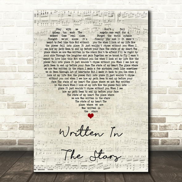 Westlife Written In The Stars Script Heart Song Lyric Print