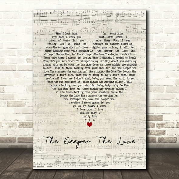 Whitesnake The Deeper The Love Script Heart Song Lyric Print