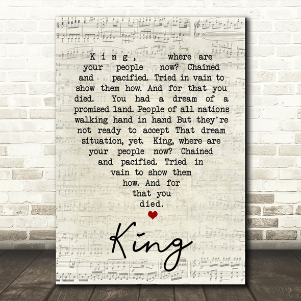 King UB40 Script Heart Song Lyric Print