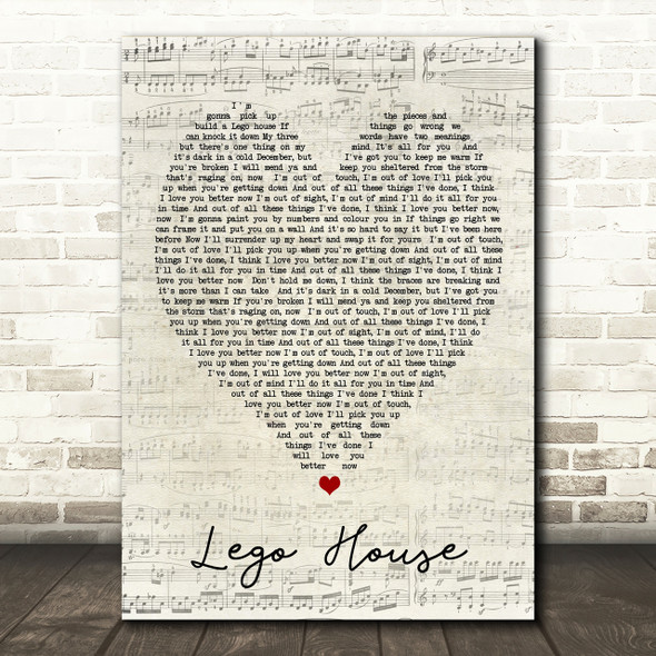 Lego House Ed Sheeran Script Heart Song Lyric Print