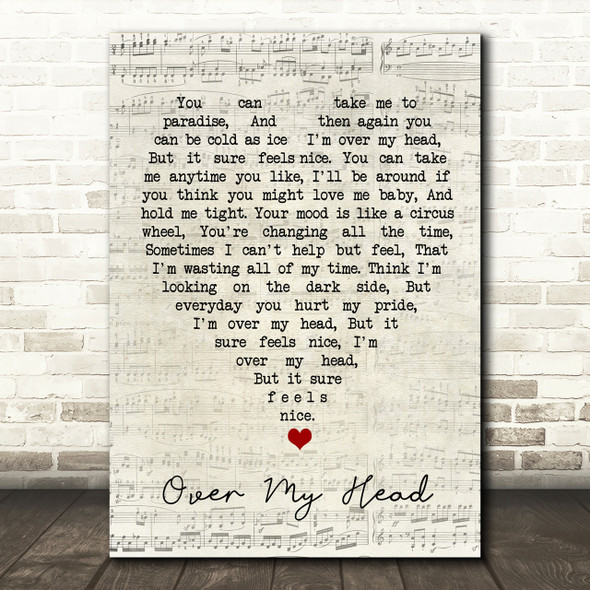 Over My Head Fleetwood Mac Script Heart Song Lyric Print