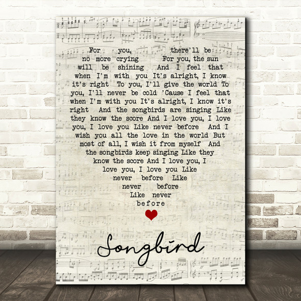 Songbird Fleetwood Mac Script Heart Song Lyric Print