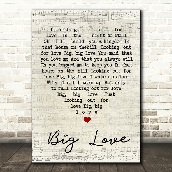 Big Love Fleetwood Mac Script Heart Song Lyric Print