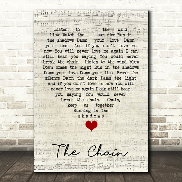 The Chain Fleetwood Mac Script Heart Song Lyric Print