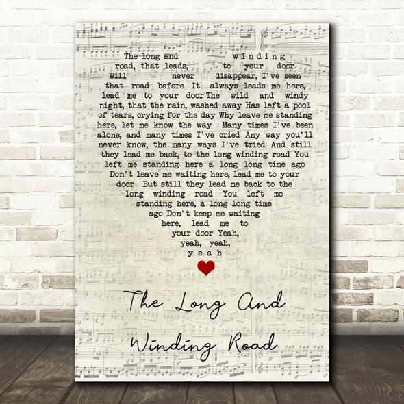 The Long And Winding Road The Beatles Script Heart Song Lyric Print