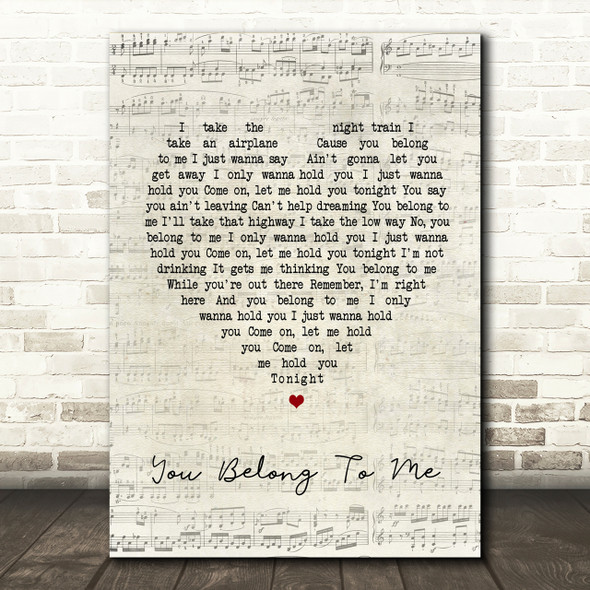 Bryan Adams You Belong To Me Script Heart Song Lyric Print