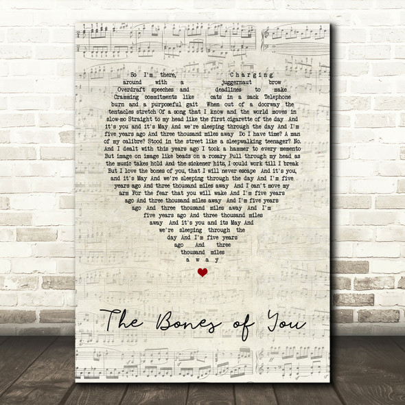 Elbow The Bones of You Script Heart Song Lyric Print