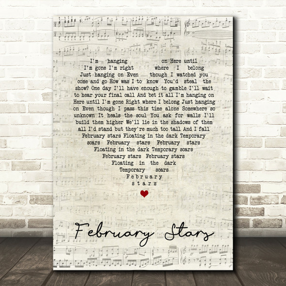 Foo Fighters February Stars Script Heart Song Lyric Print