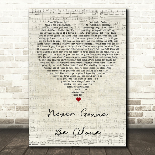 Nickelback Never Gonna Be Alone Script Heart Song Lyric Print