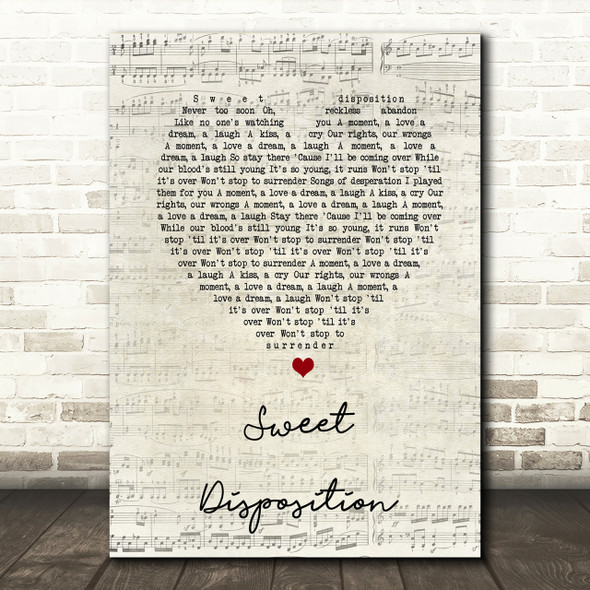 The Temper Trap Sweet Disposition Script Heart Song Lyric Print