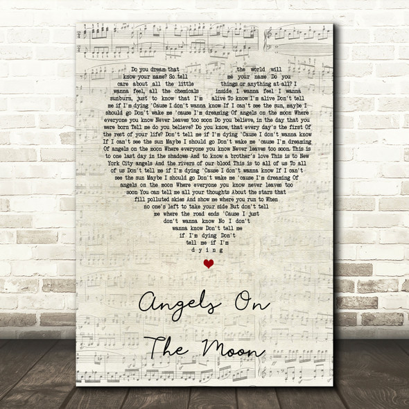 Thriving Ivory Angels On The Moon Script Heart Song Lyric Print