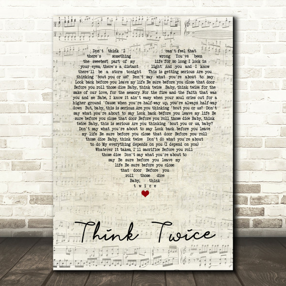 Celine Dione Think Twice Script Heart Song Lyric Print