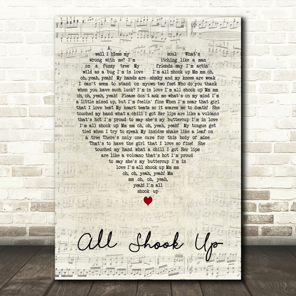 Elvis Presley All Shook Up Script Heart Song Lyric Print