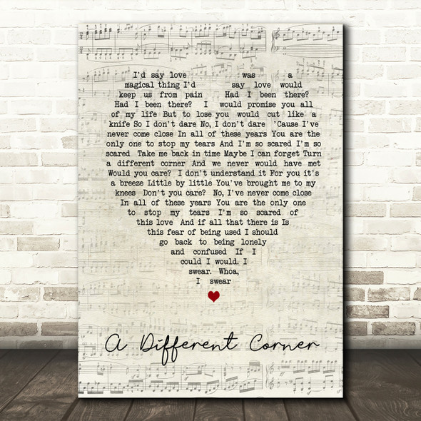 George Michael A Different Corner Script Heart Song Lyric Print