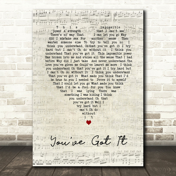 Simply Red You've Got It Script Heart Song Lyric Print