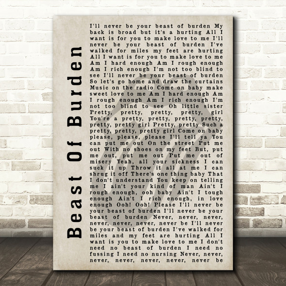 The Rolling Stones Beast Of Burden Shadow Song Lyric Print