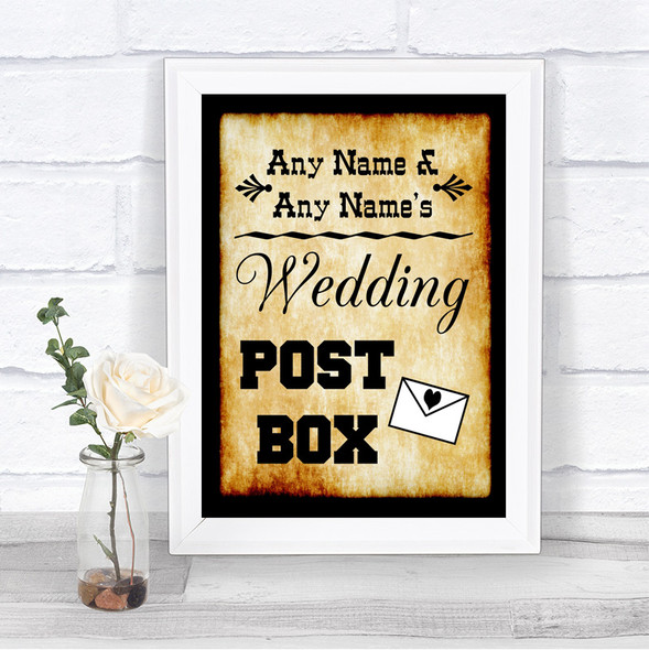 Western Card Post Box Personalized Wedding Sign