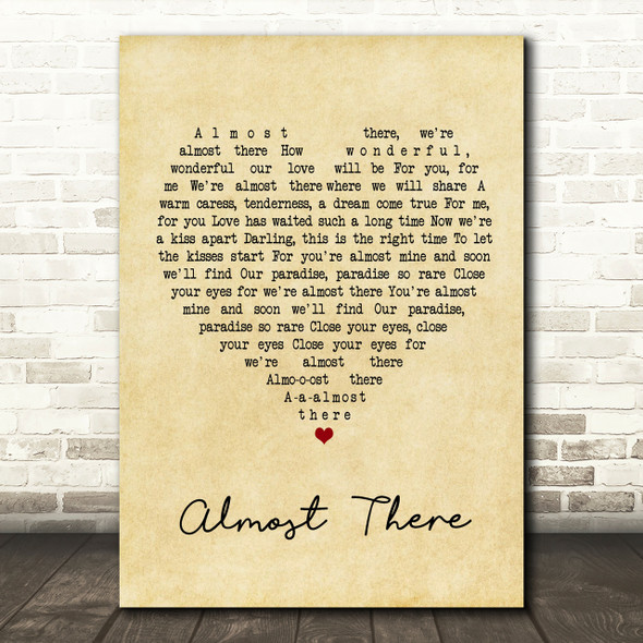 Andy Williams Almost There Vintage Heart Song Lyric Print