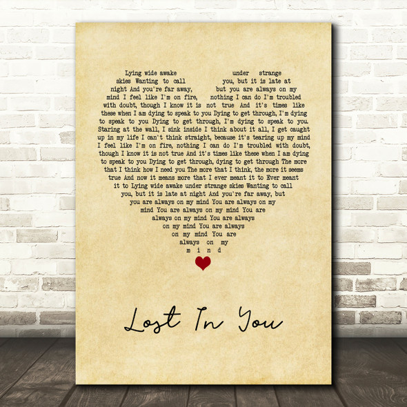 Ash Lost In You Vintage Heart Song Lyric Print
