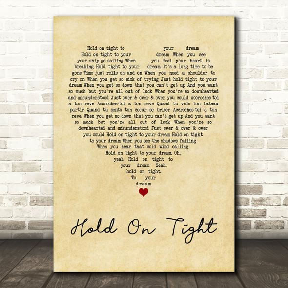 Electric Light Orchestra Hold On Tight Vintage Heart Song Lyric Print