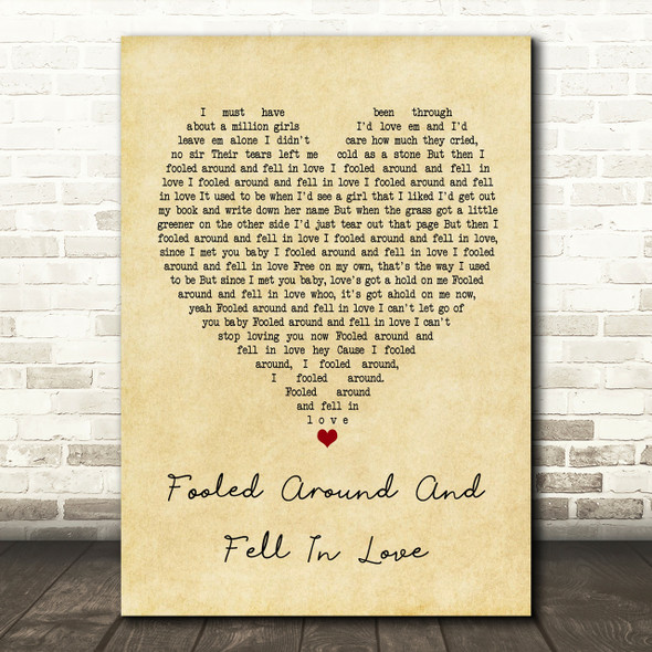 Elvin Bishop Fooled Around And Fell In Love Vintage Heart Song Lyric Print