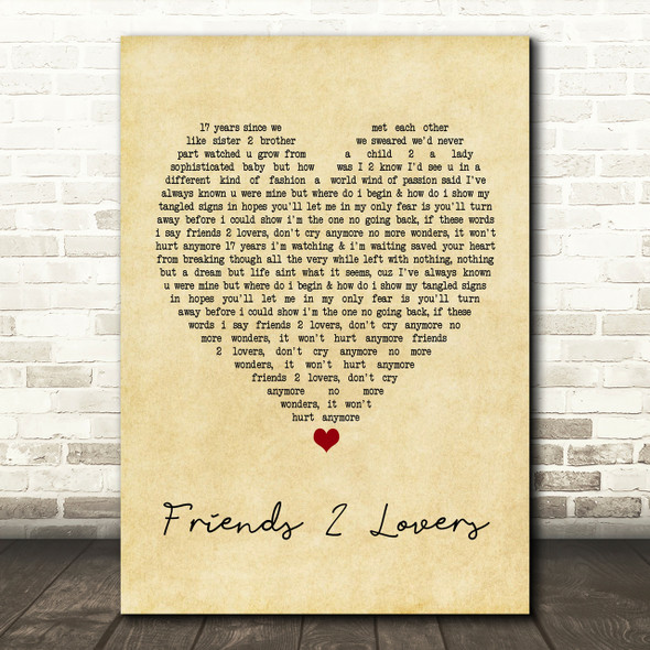 Soul SirkUS Friends 2 Lovers Vintage Heart Song Lyric Print