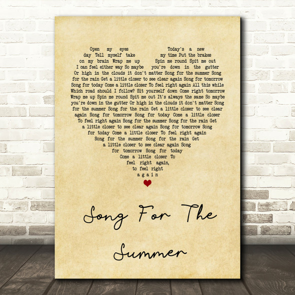 Stereophonics Song For The Summer Vintage Heart Song Lyric Print