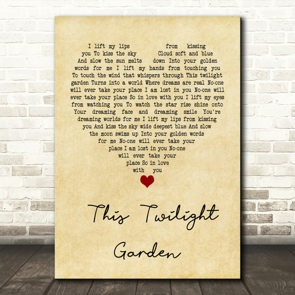 The Cure This Twilight Garden Vintage Heart Song Lyric Print