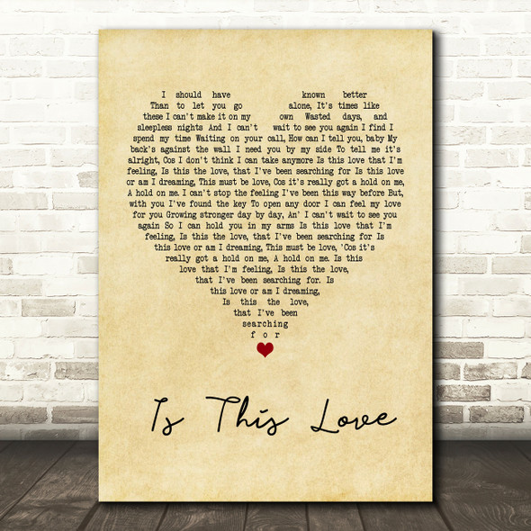 Whitesnake Is This Love Vintage Heart Song Lyric Print