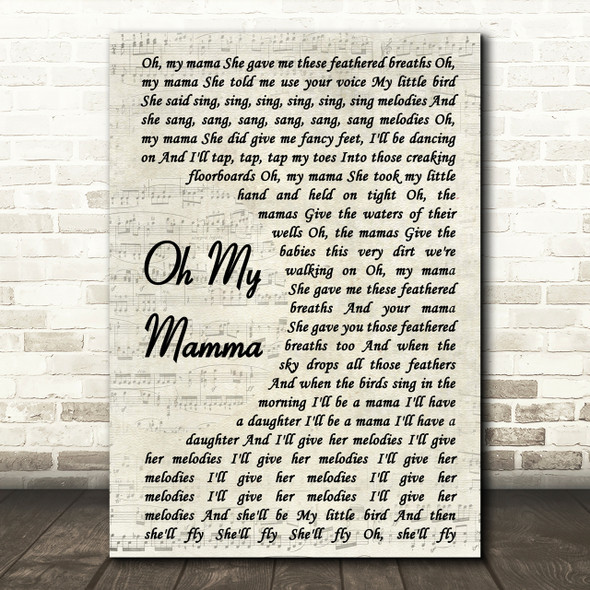 Alela Diane Oh My Mamma Song Lyric Vintage Script Print
