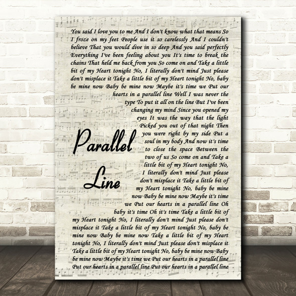 Keith Urban Parallel Line Song Lyric Vintage Script Print