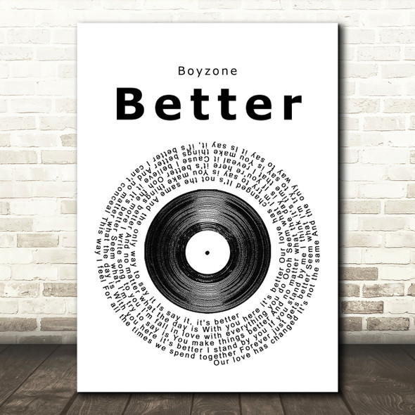 Boyzone Better Vinyl Record Song Lyric Print