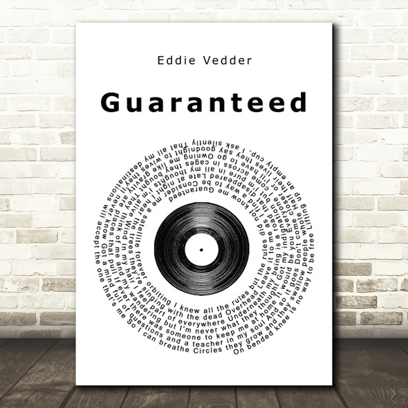 Eddie Vedder Guaranteed Vinyl Record Song Lyric Print