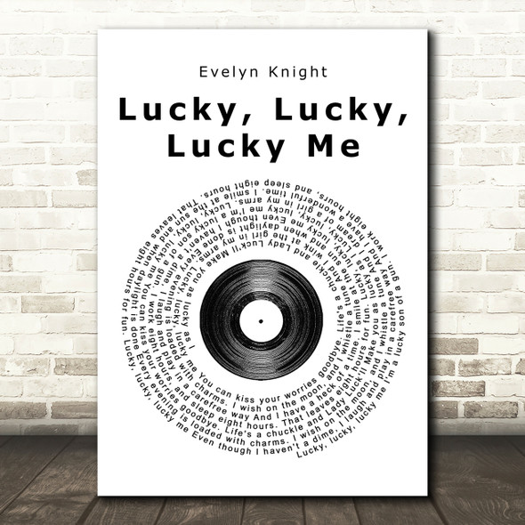 Evelyn Knight Lucky, Lucky, Lucky Me Vinyl Record Song Lyric Print