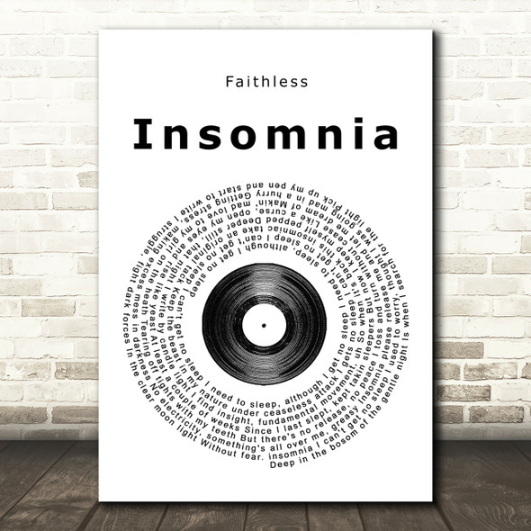 Faithless Insomnia Vinyl Record Song Lyric Print