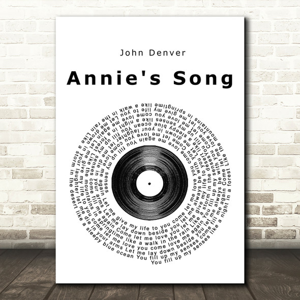 John Denver Annie's Song Vinyl Record Song Lyric Print