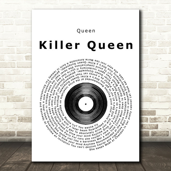 Queen Killer Queen Vinyl Record Song Lyric Print