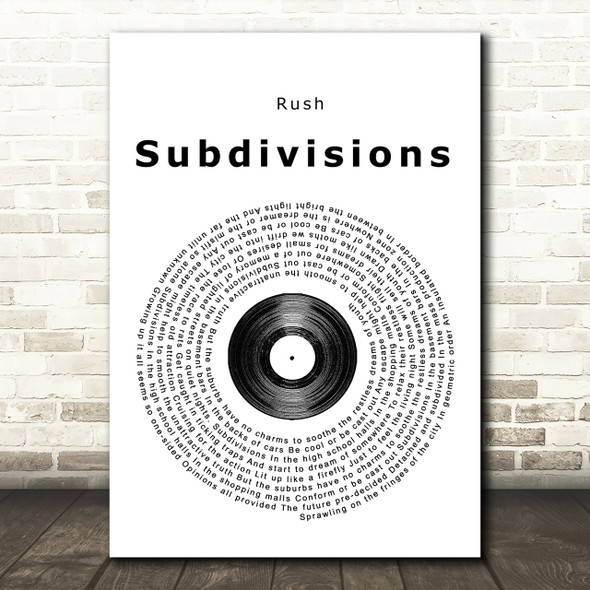 Rush Subdivisions Vinyl Record Song Lyric Print