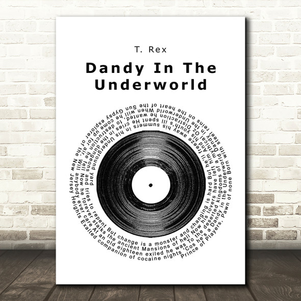 T Rex Dandy In The Underworld Vinyl Record Song Lyric Print