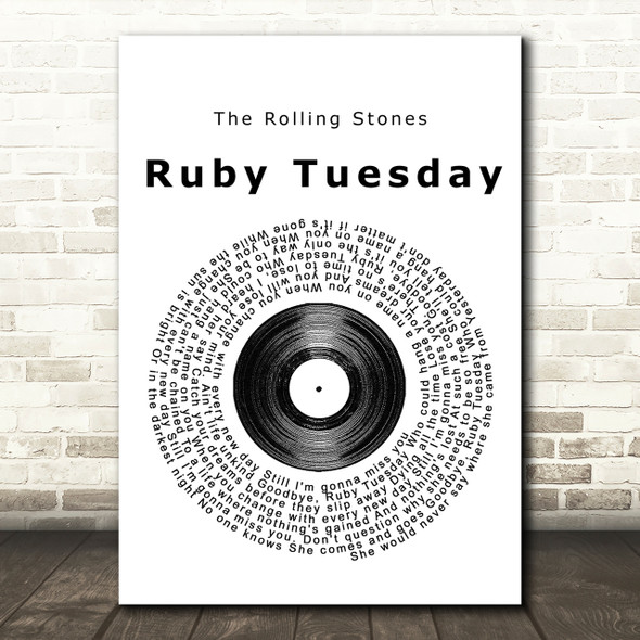 The Rolling Stones Ruby Tuesday Vinyl Record Song Lyric Print