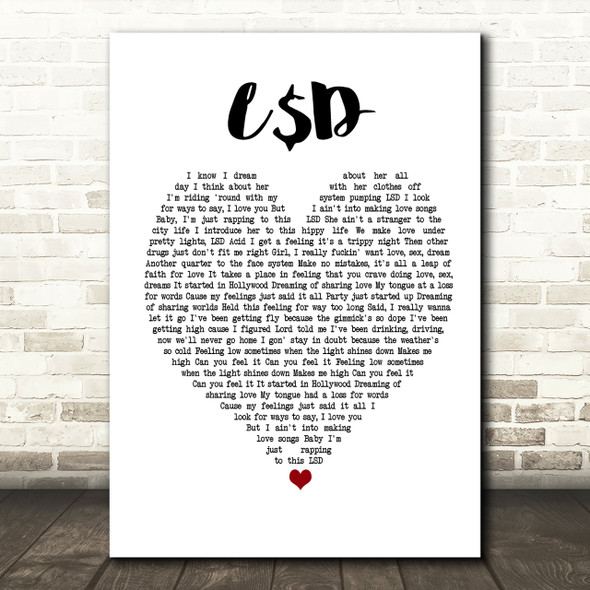 Asap Rocky L$D Heart Song Lyric Print