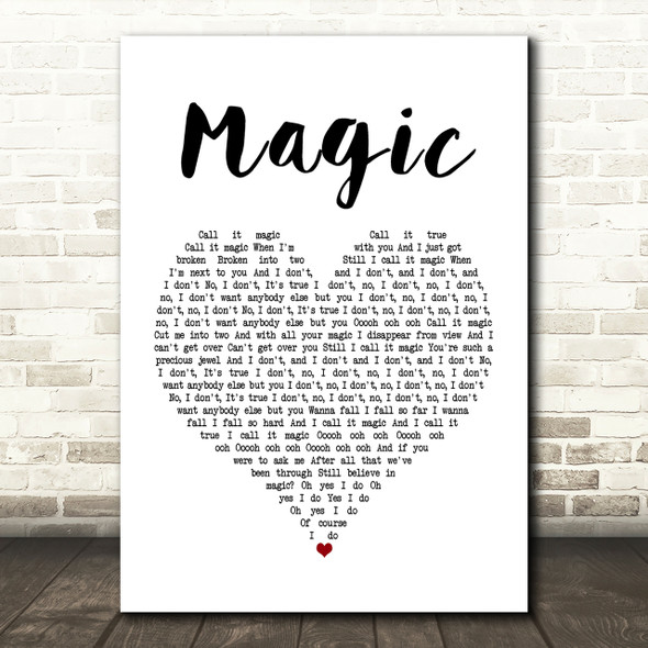 Coldplay Magic Heart Song Lyric Print